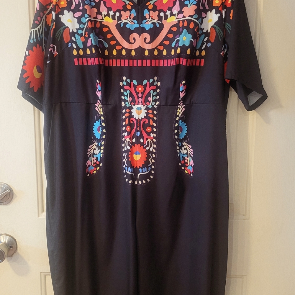 SHEIN Black Floral Jumpsuit